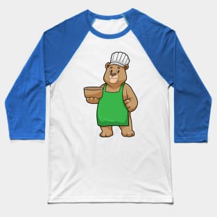 Bear as Cook with Cooking apron & Wooden bowl Baseball T-Shirt